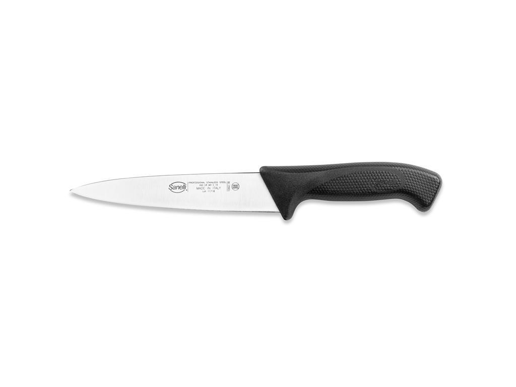 Mesarski ubodni nož / 18cm / crni / Skin